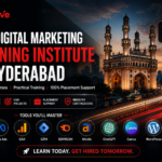 Premium featured image showcasing the best digital marketing training institute in Hyderabad with AI-powered marketing tools, Charminar skyline, expert training, practical projects, and placement-focused digital marketing courses.