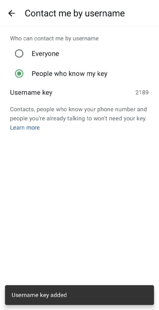 WhatsApp Username Key successfully activated