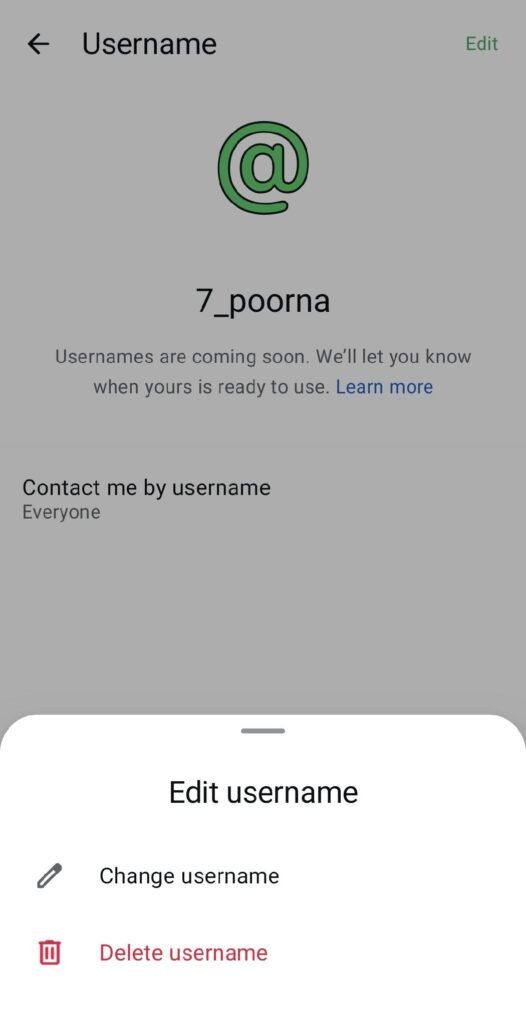 Manage, edit, or delete your reserved WhatsApp username