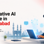 Generative AI Course in Hyderabad by SkillMove featuring AI learning and a professional using AI technology