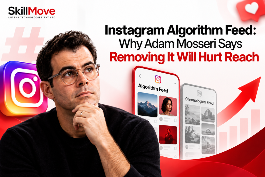 Instagram Algorithm Feed and Adam Mosseri explaining how removing content-ranking algorithms could hurt creator reach on Instagram